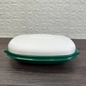 Vintage Tupperware 6-Cup 1.4 L Oval Forest Green Vegetable/Rice Steamer Strainer